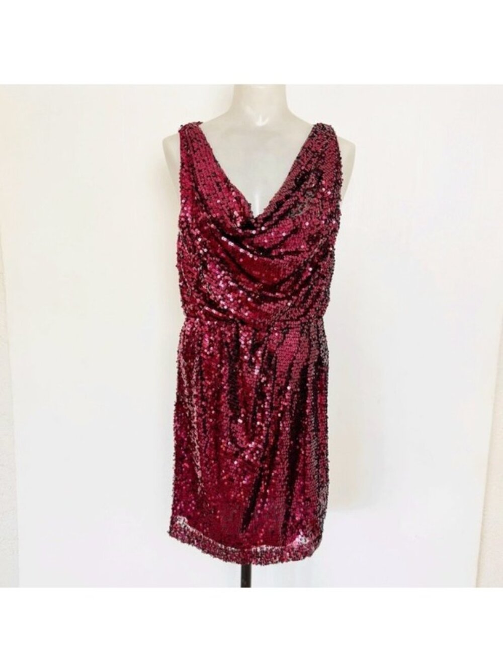 Aidan Mattox Cranberry Metallic Sequined Dress 6